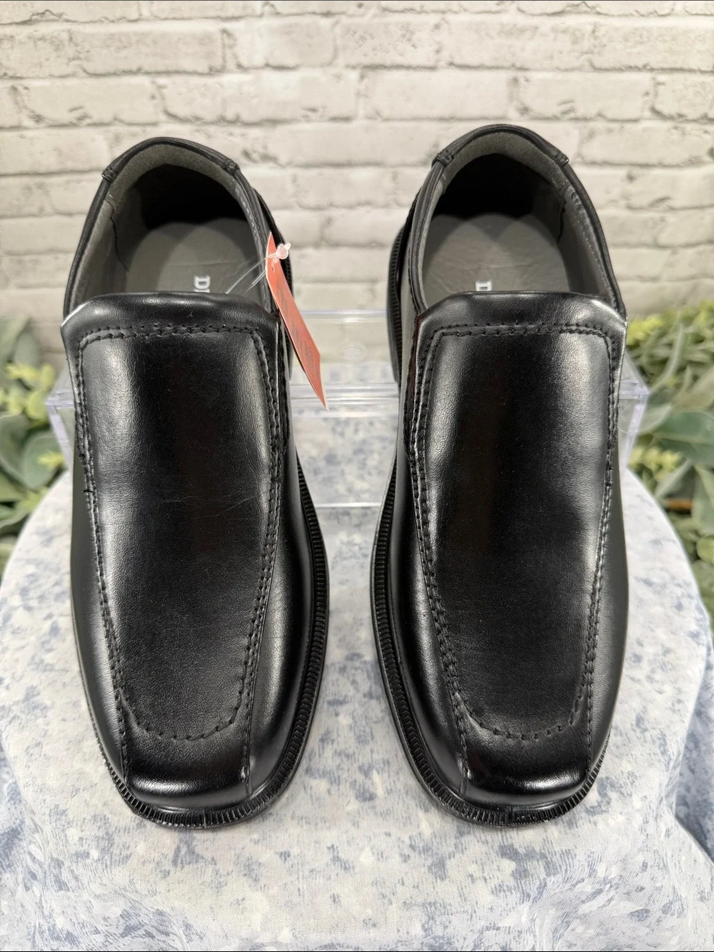 DEER STAGS “Greenpoint Jr.” Black Faux Leather Square Toe Dress Loafers Boys 3M